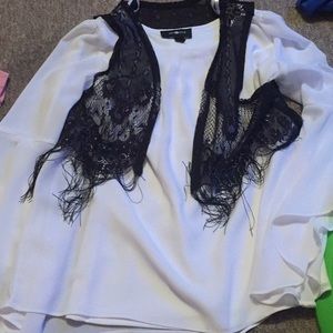 white shirt with black lace vest (very light)